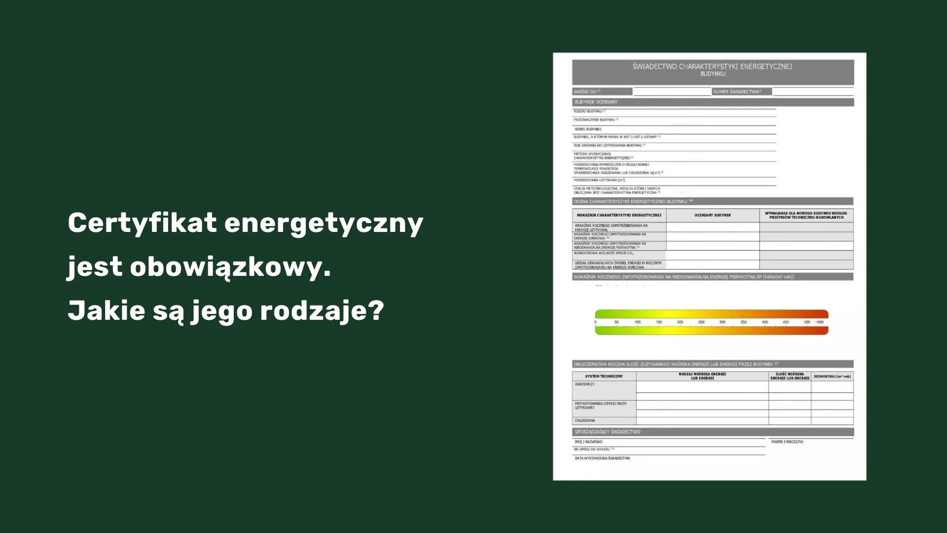 Certyfikat energetyczny jest obowiązkowy